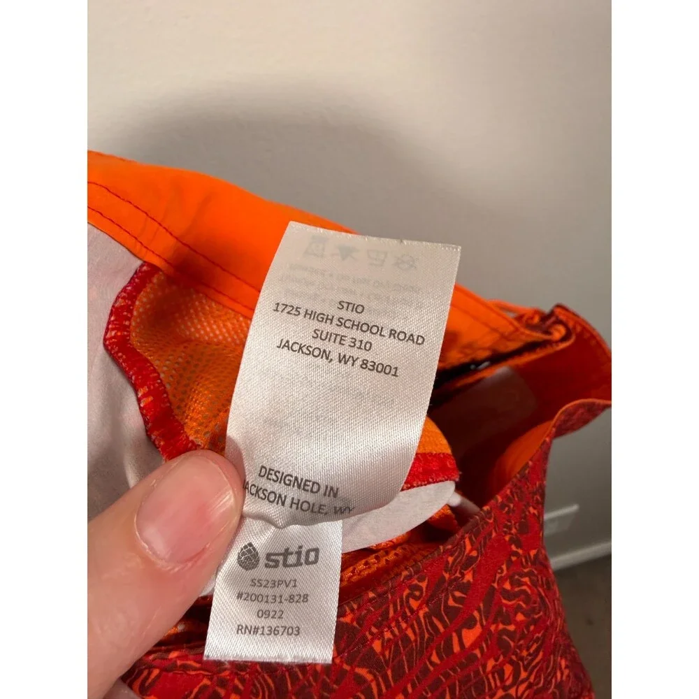 Stio CFS Board Shorts Mens Size 32 Orange Swim Surf Beach Hybrid Vacation